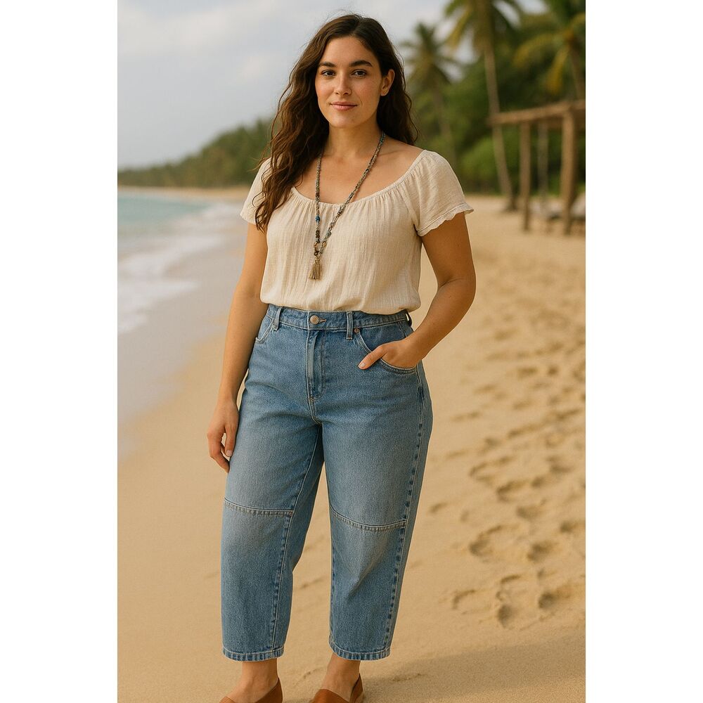 Unbranded Barrel Leg Jeans Blue Denim Size 14 – Wide Leg